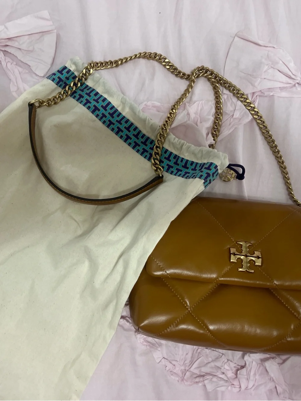 Tory Burch brown Quilted Chain Shoulder Bag